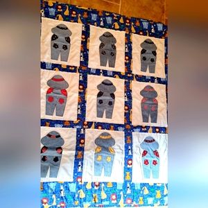 Handmade Little Farmers Quilt 40X23.5 Outlined-Safari Animals